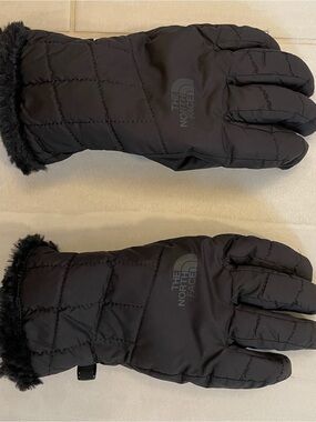 The North Face Black Faux Fur Cuff Insulated Mittens